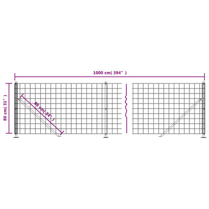 vidaXL Maschendrahtzaun mit Bodenflansch Grün 0,8x10 m