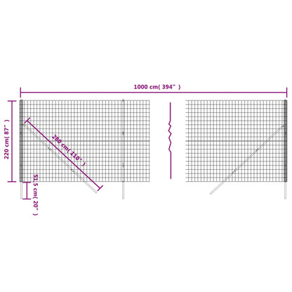 vidaXL Maschendrahtzaun Anthrazit 2,2x10 m Verzinkter Stahl