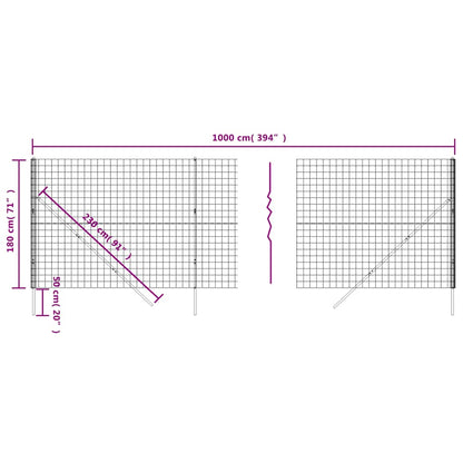 vidaXL Clôture à mailles losangées anthracite 1,8x10 m acier galvanisé