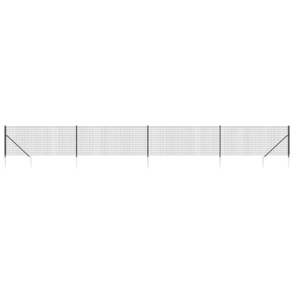 vidaXL Clôture grillagée avec manchons de terre Anthracite 0,8x10 m
