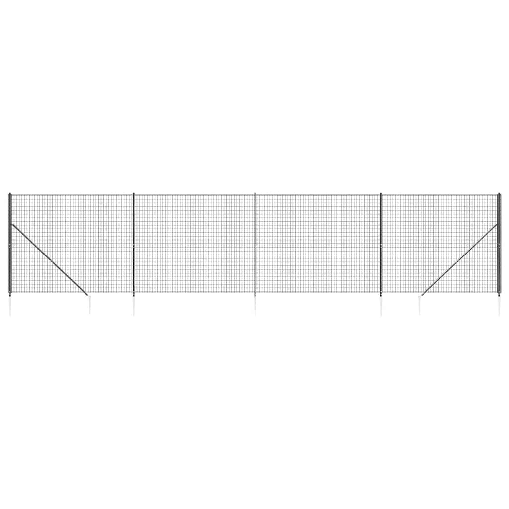vidaXL Maschendrahtzaun mit Bodenhülsen Anthrazit 2x10 m