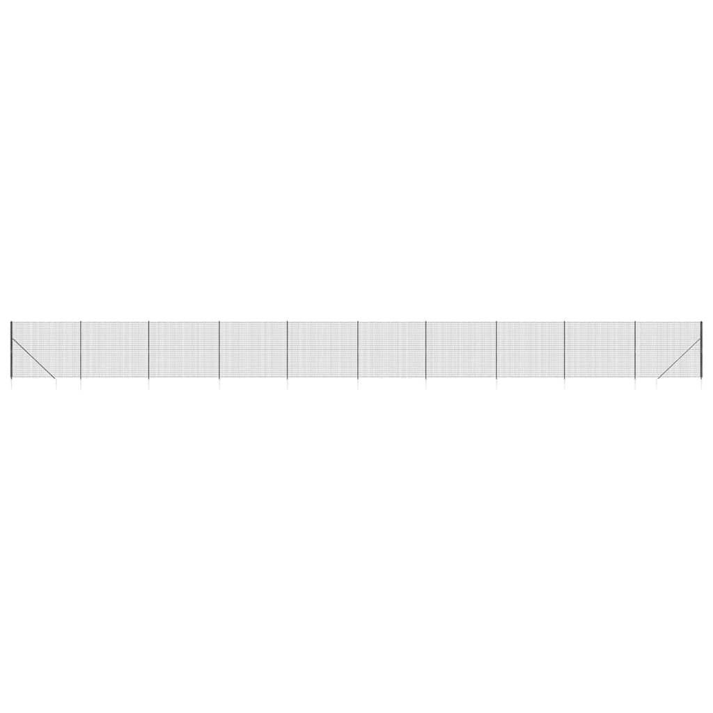 vidaXL Maschendrahtzaun mit Bodenhülsen Anthrazit 1,4x25 m