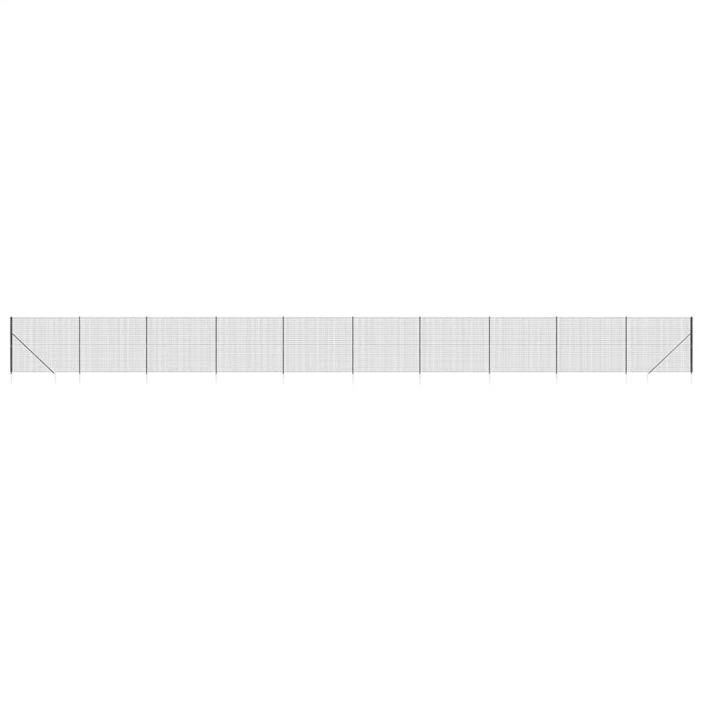 vidaXL Maschendrahtzaun mit Bodenhülsen Anthrazit 2x25 m