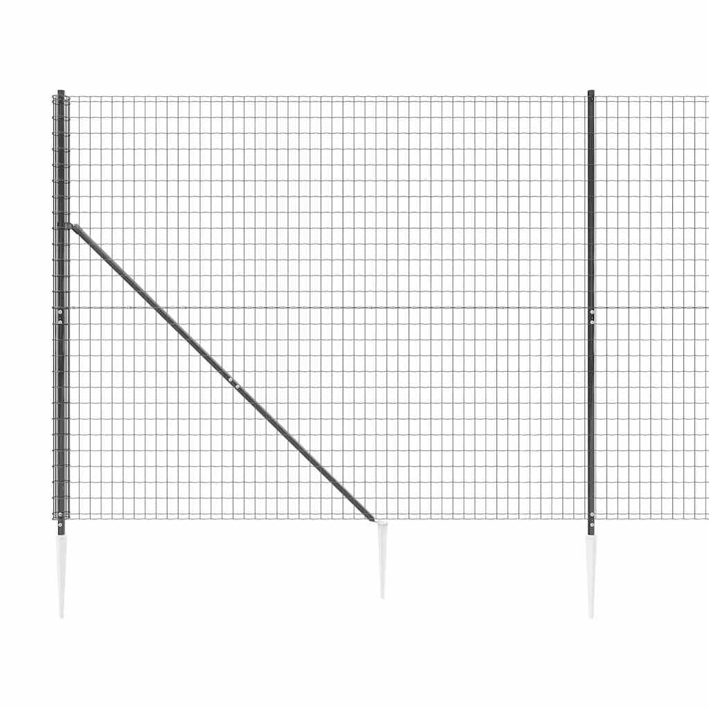 vidaXL Maschendrahtzaun mit Bodenhülsen Anthrazit 2x25 m
