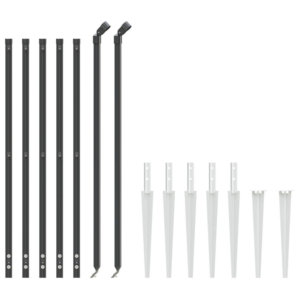 vidaXL Grillage avec manchons de terre Anthracite 1x10 m