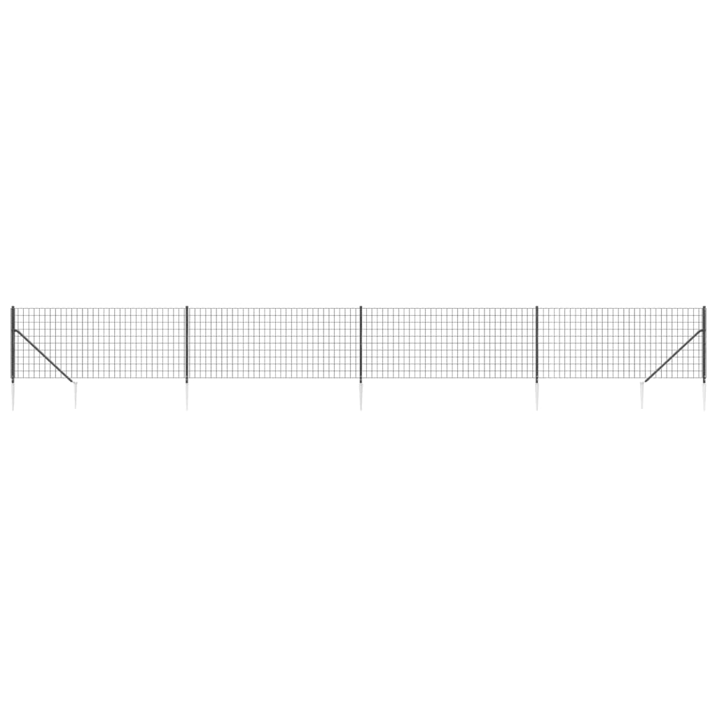 vidaXL Clôture grillagée avec manchons de sol Anthracite 1,1x10 m