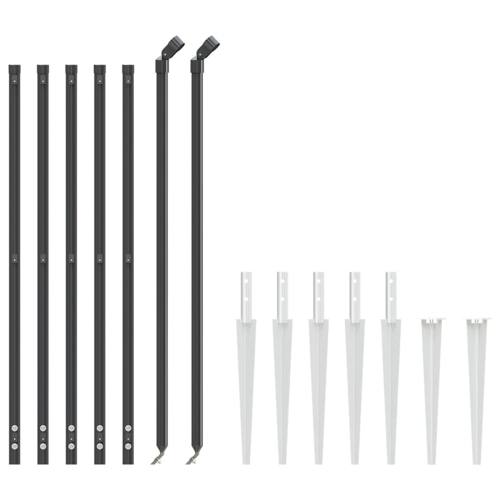 vidaXL Clôture grillagée avec manchons de sol Anthracite 1,1x10 m