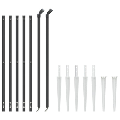 vidaXL Clôture grillagée avec manchons de sol Anthracite 1,1x10 m