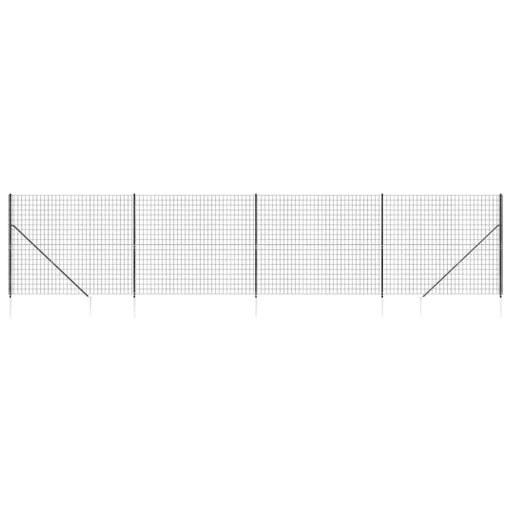vidaXL Clôture grillagée avec manchons de sol Anthracite 1,6x10 m