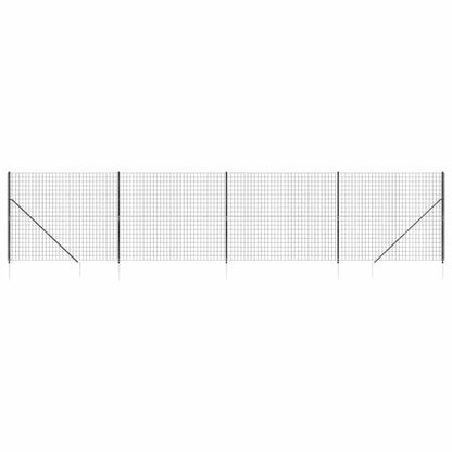 vidaXL Clôture grillagée avec manchons de sol Anthracite 1,6x10 m