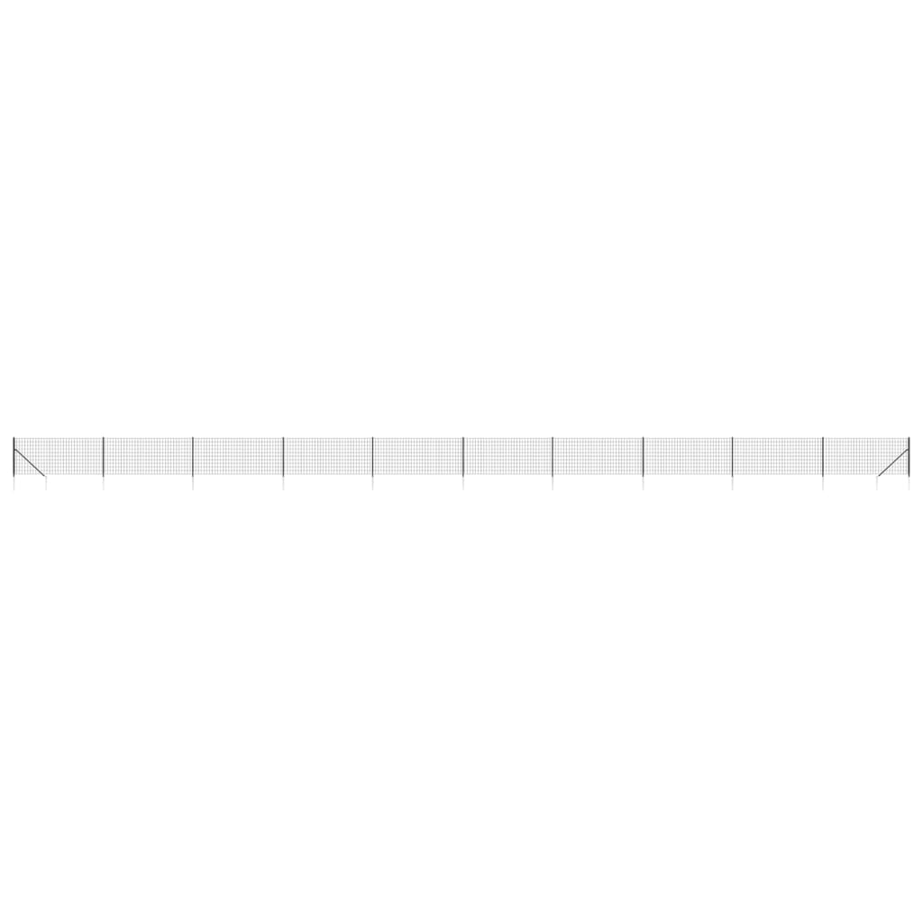vidaXL Clôture grillagée avec manchons de sol Gris anthracite 0,8x25 m
