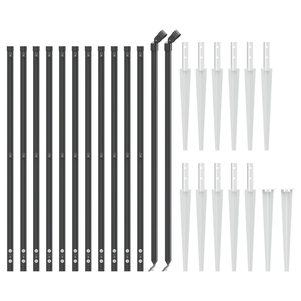 vidaXL Clôture grillagée avec manchons de sol Gris anthracite 0,8x25 m
