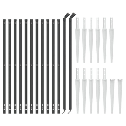 vidaXL Clôture grillagée avec manchons de sol Gris anthracite 0,8x25 m