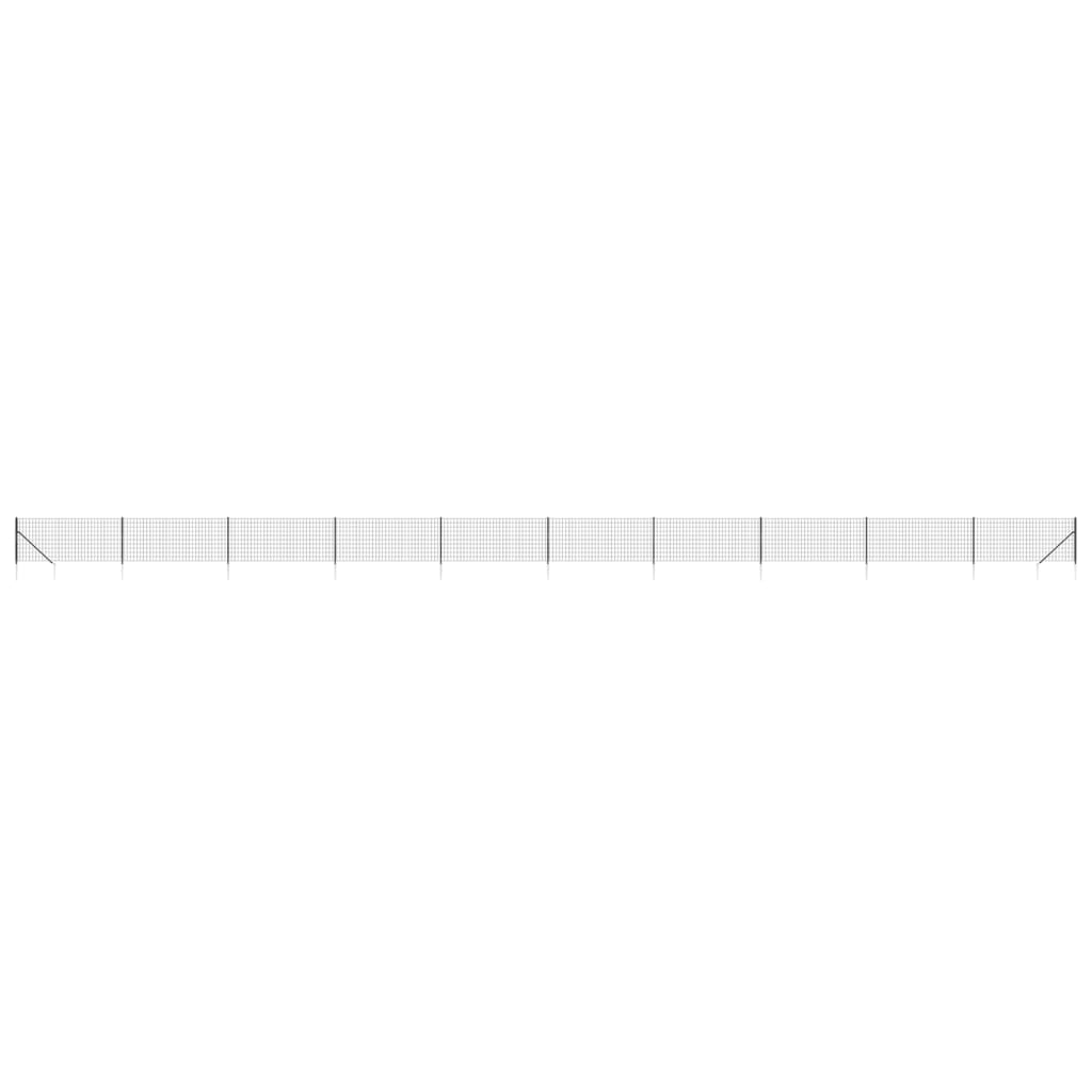vidaXL Clôture grillagée avec manchons de fixation au sol anthracite 1 x 25 m
