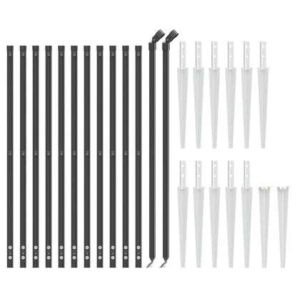 vidaXL Clôture grillagée avec manchons de fixation au sol anthracite 1 x 25 m
