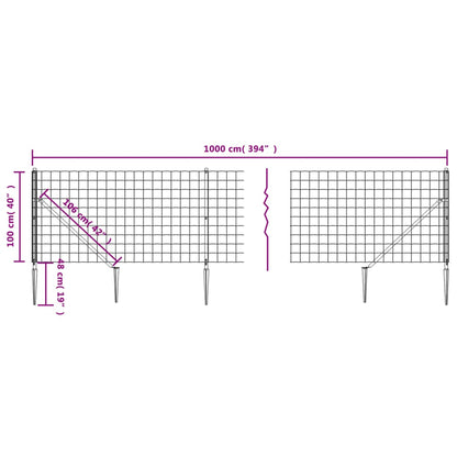 vidaXL Grillage avec manchons de terre Anthracite 1x10 m