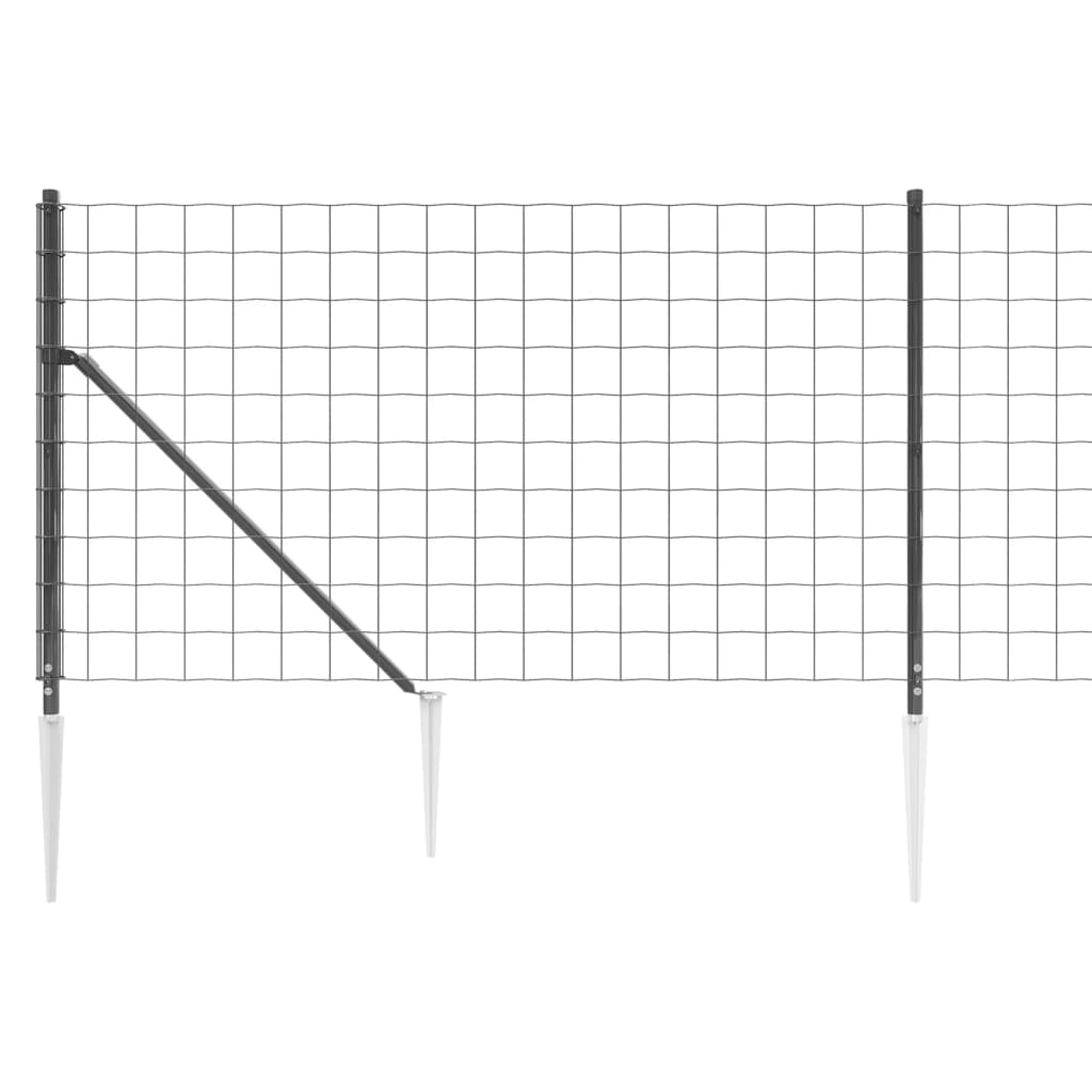 vidaXL Clôture grillagée avec manchons de sol Anthracite 1,1x10 m