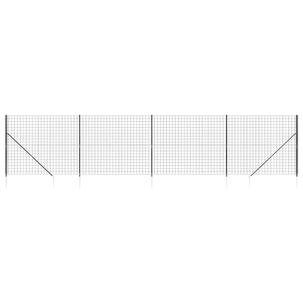 vidaXL Grillage avec poteaux anthracite 1,6x10 m