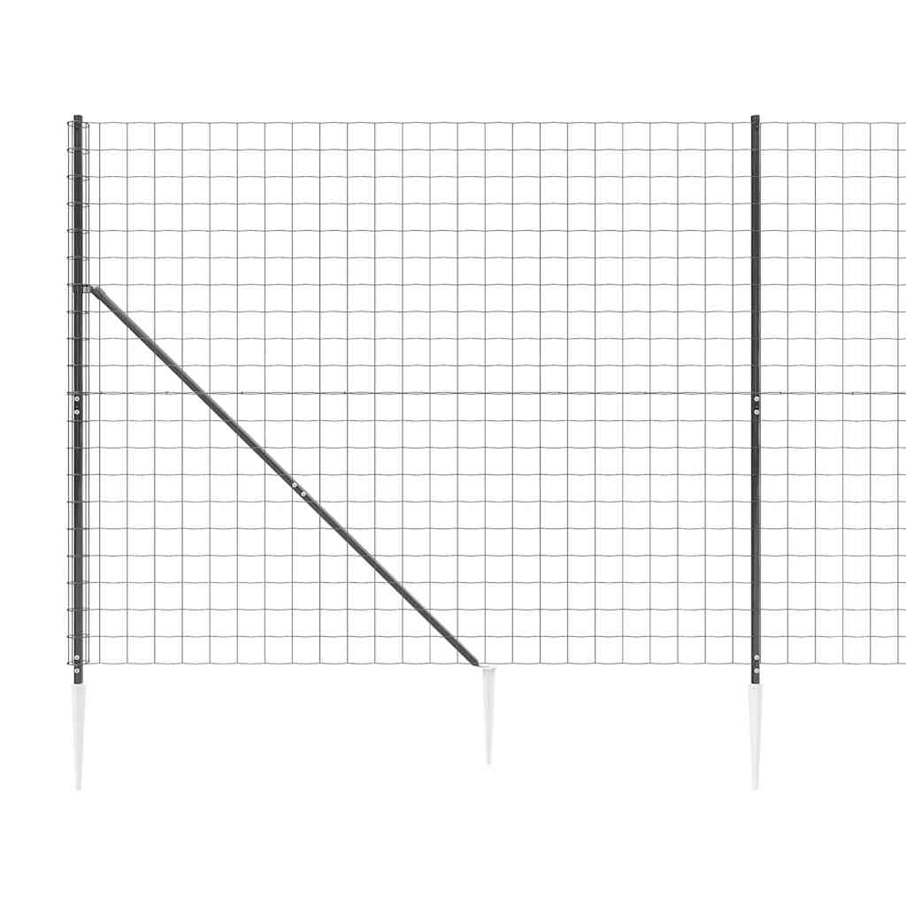 vidaXL Grillage avec poteaux anthracite 1,6x10 m