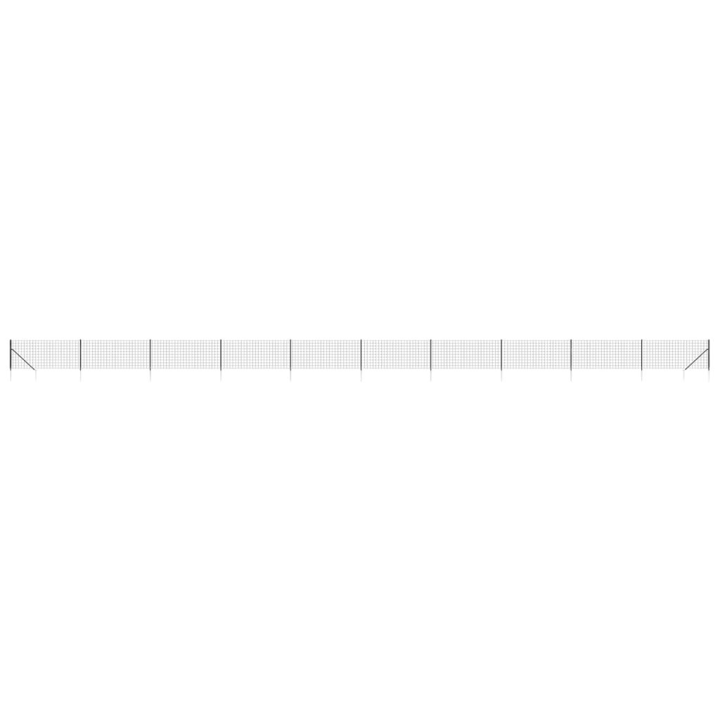 vidaXL Clôture grillagée avec manchons de fixation au sol anthracite 1 x 25 m