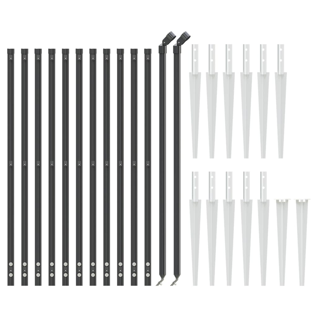 vidaXL Clôture grillagée avec manchons de sol Anthracite 1,1x25 m
