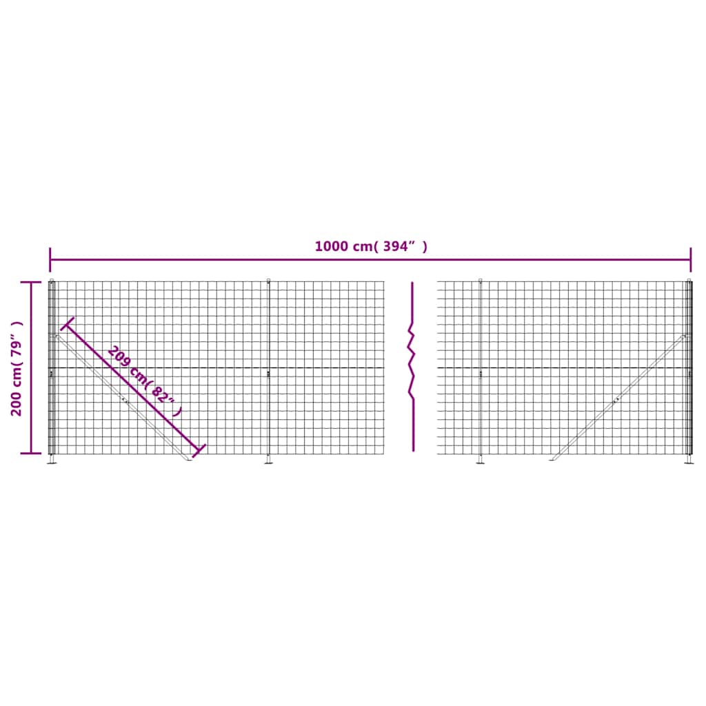 vidaXL Maschendrahtzaun mit Bodenflansch Anthrazit 2x10 m