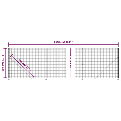 vidaXL Maschendrahtzaun mit Bodenflansch Anthrazit 1,8x25 m