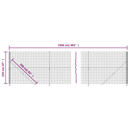 vidaXL Clôture grillagée avec bride de plancher anthracite 2,2x25 m