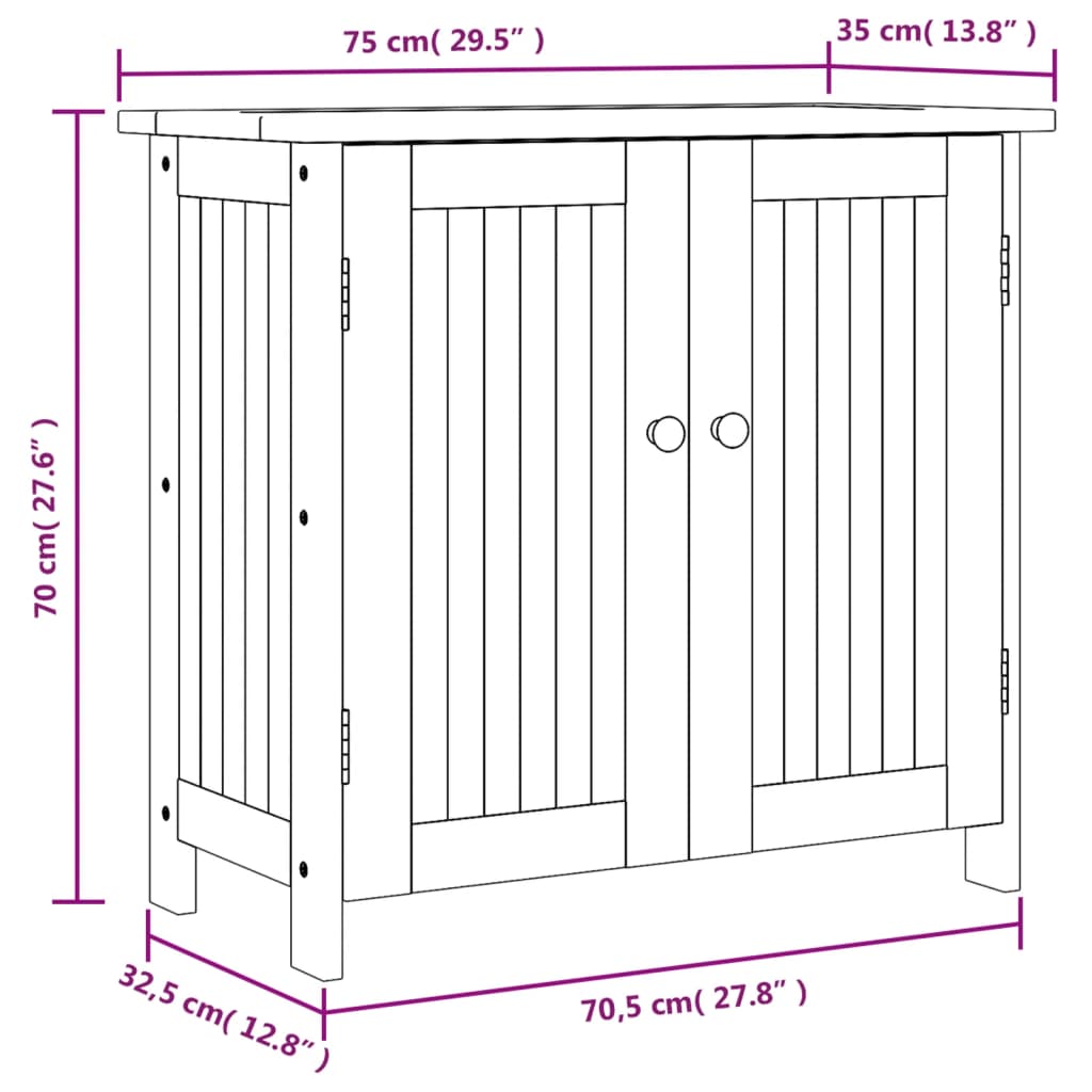 vidaXL Gartenschrank 75x35x70 cm Massivholz Akazie