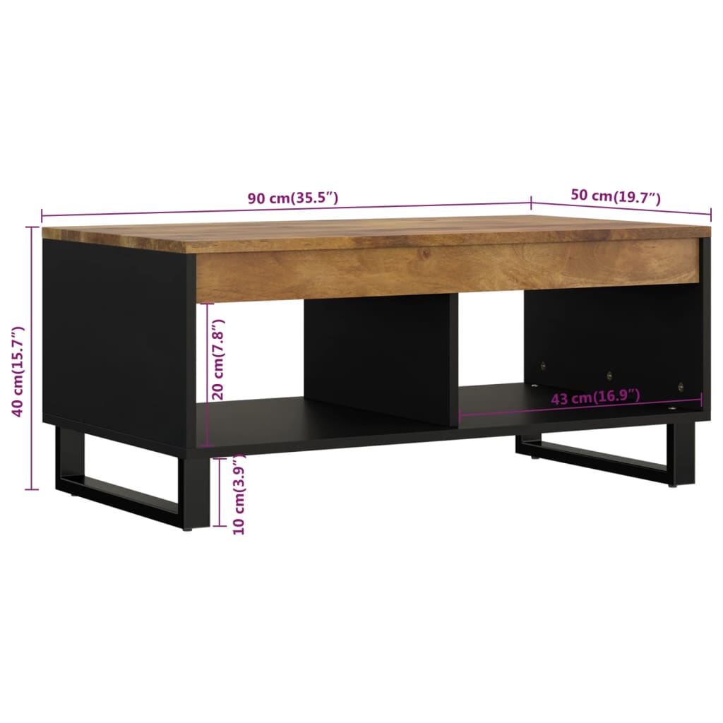 vidaXL Couchtisch 90x50x40 cm Massivholz Mango