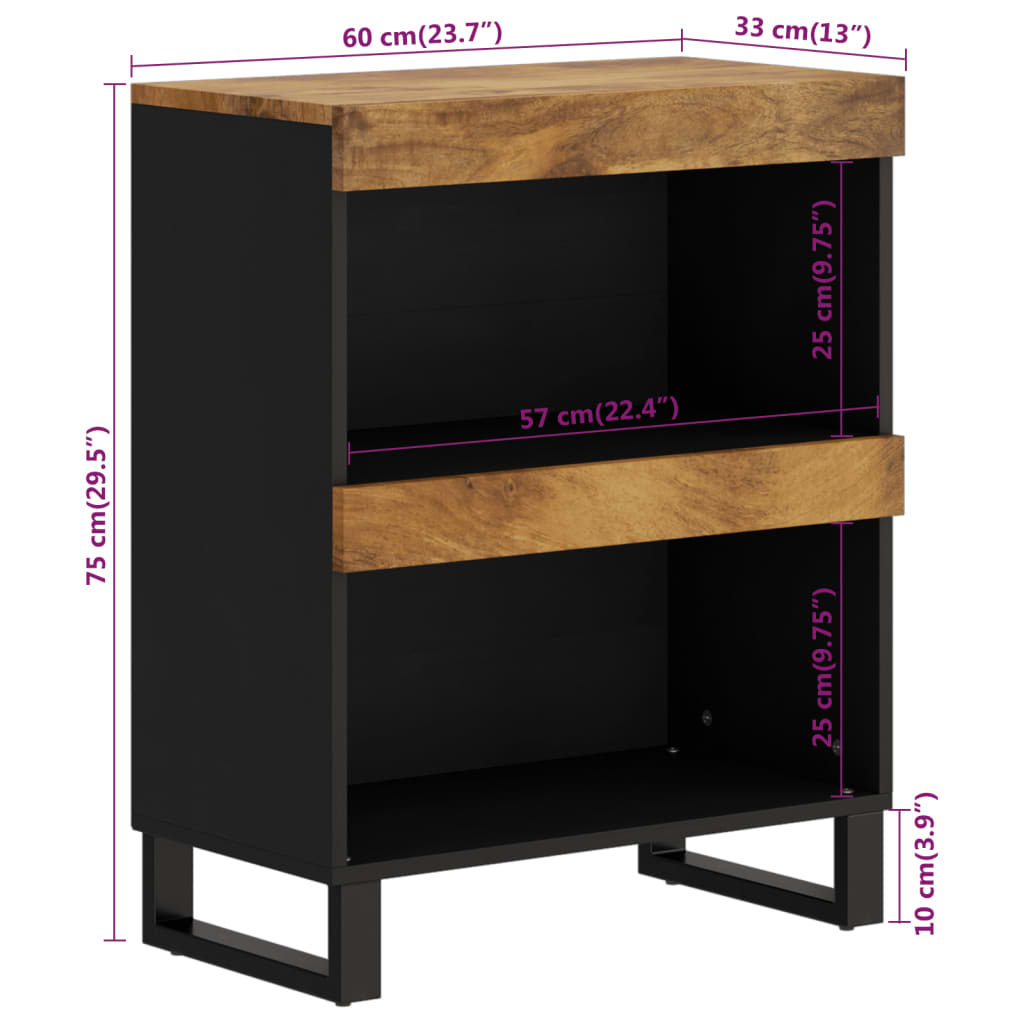 vidaXL Beistellschrank 60x33x75 cm Massivholz Mango