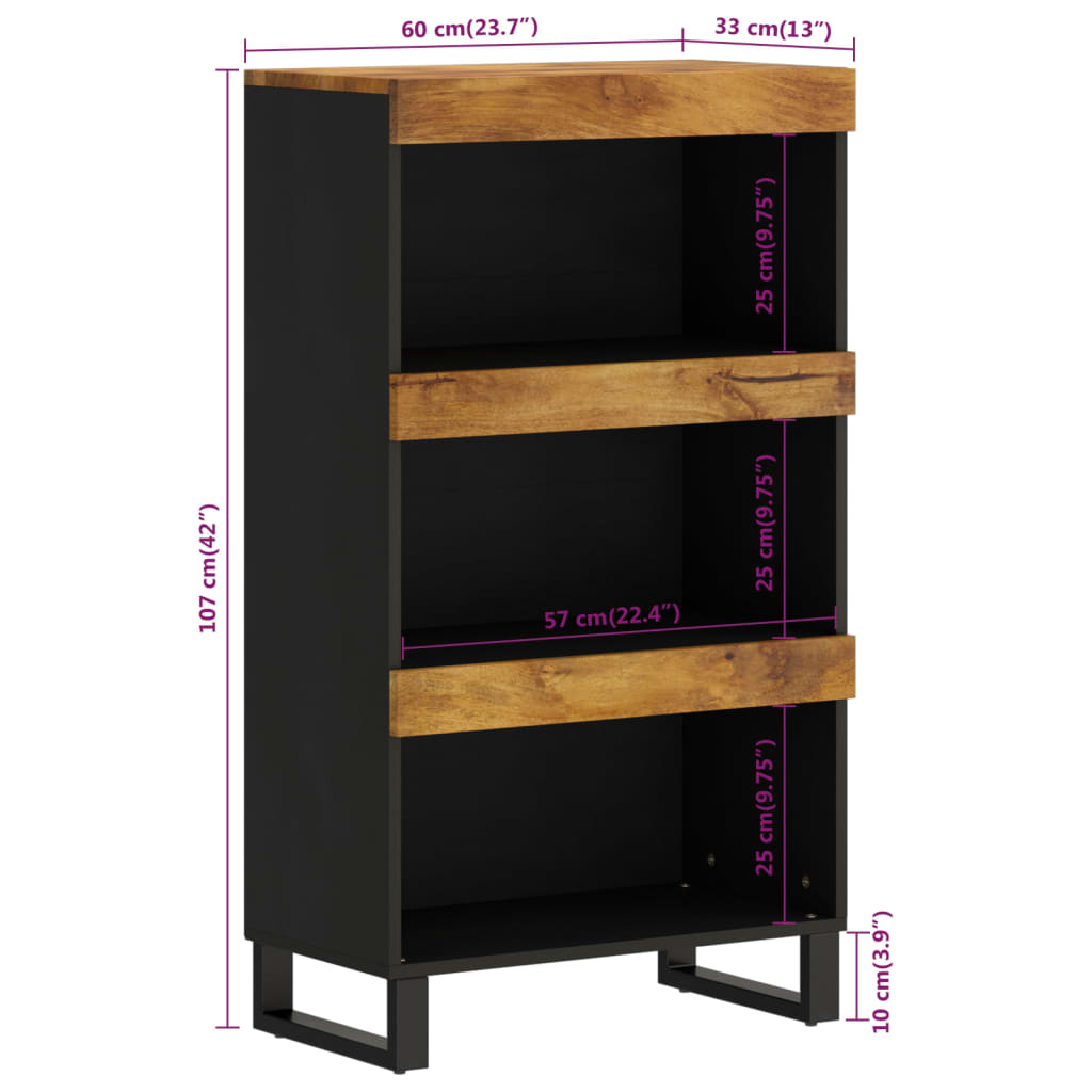 vidaXL Beistellschrank 60x33x107 cm Massivholz Mango