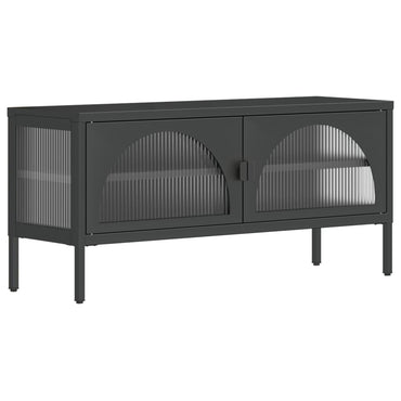vidaXL Meuble TV Noir 105x35x50 cm Verre et Acier