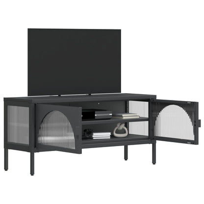 vidaXL Meuble TV Noir 105x35x50 cm Verre et Acier