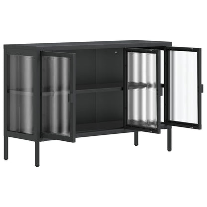 Sideboard Schwarz 105x35x70 cm Glas und Stahl