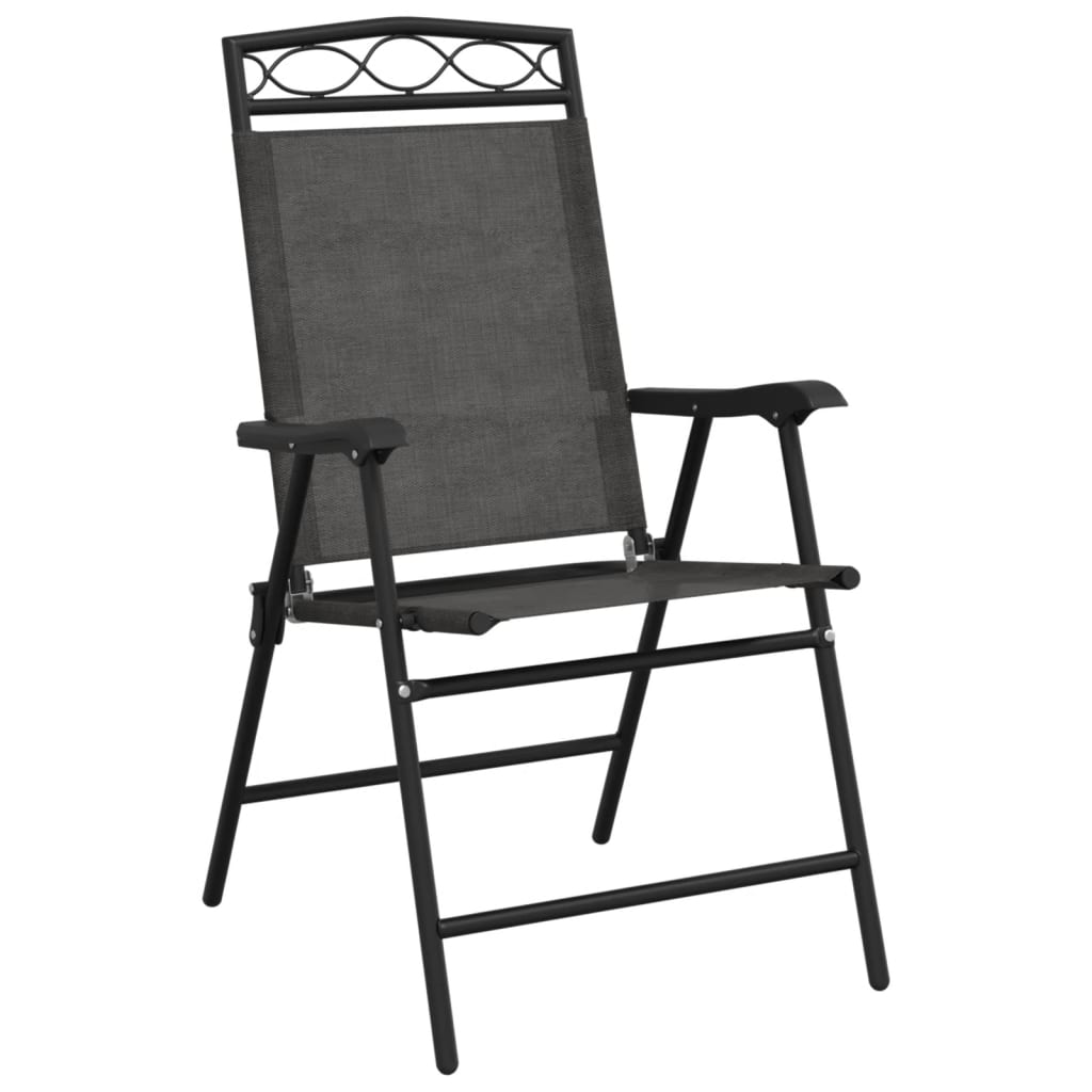 vidaXL Klappbare Gartenstühle 4 Stk. Graumeliert Stahl und Textilene