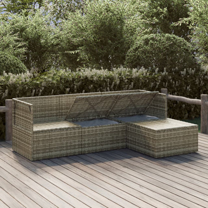 vidaXL Salon de jardin 4 pcs avec coussins Gris Résine tressée