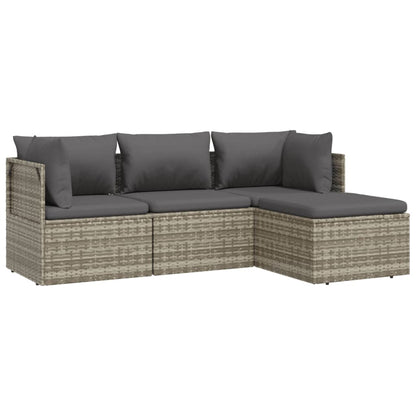 vidaXL Salon de jardin 4 pcs avec coussins Gris Résine tressée