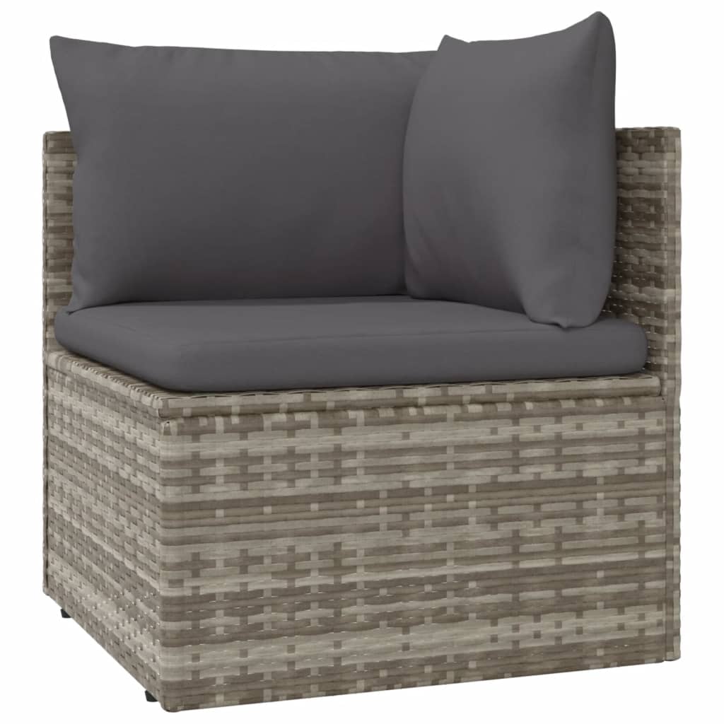 vidaXL Salon de jardin 4 pcs avec coussins Gris Résine tressée