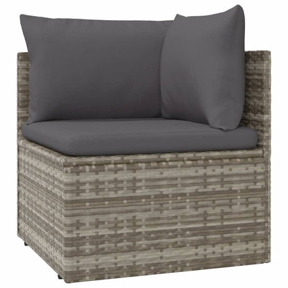 vidaXL Salon de jardin 4 pcs avec coussins Gris Résine tressée