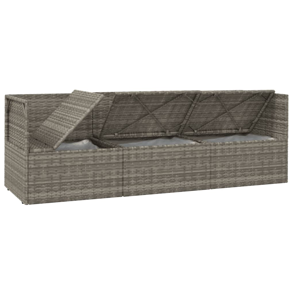 vidaXL Salon de jardin 4 pcs avec coussins Gris Résine tressée