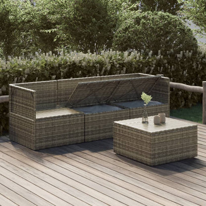 vidaXL Salon de jardin 4 pcs avec coussins Gris Résine tressée