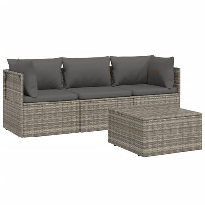 vidaXL Salon de jardin 4 pcs avec coussins Gris Résine tressée