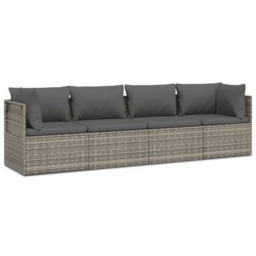 vidaXL Salon de jardin 4 pcs avec coussins Gris Résine tressée