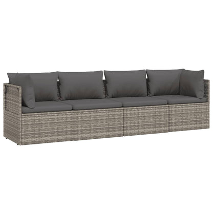 vidaXL Salon de jardin 4 pcs avec coussins Gris Résine tressée