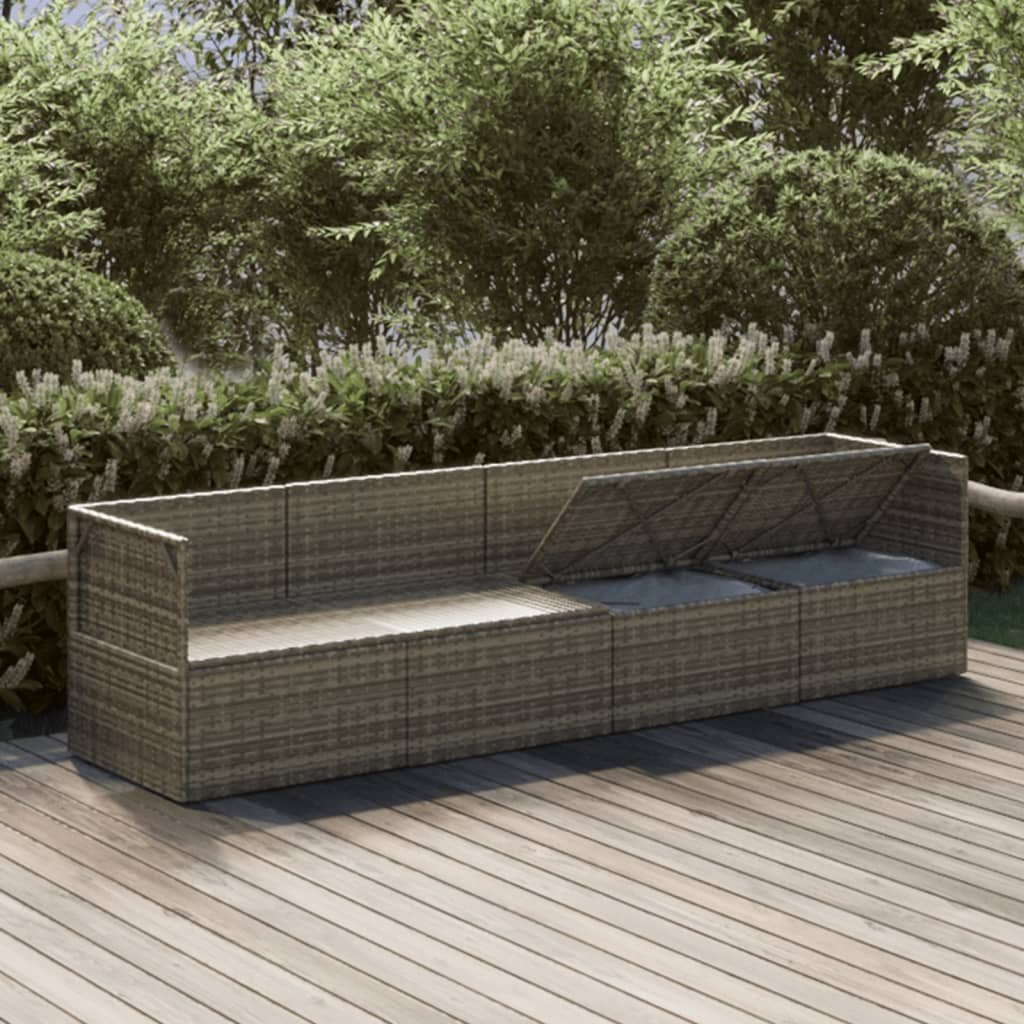 vidaXL Salon de jardin 4 pcs avec coussins Gris Résine tressée
