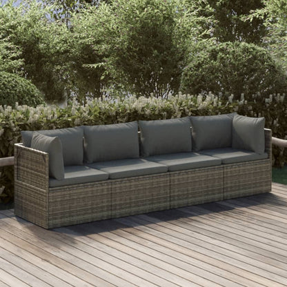 vidaXL Salon de jardin 4 pcs avec coussins Gris Résine tressée