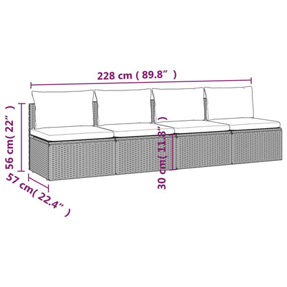vidaXL Salon de jardin 4 pcs avec coussins Gris Résine tressée