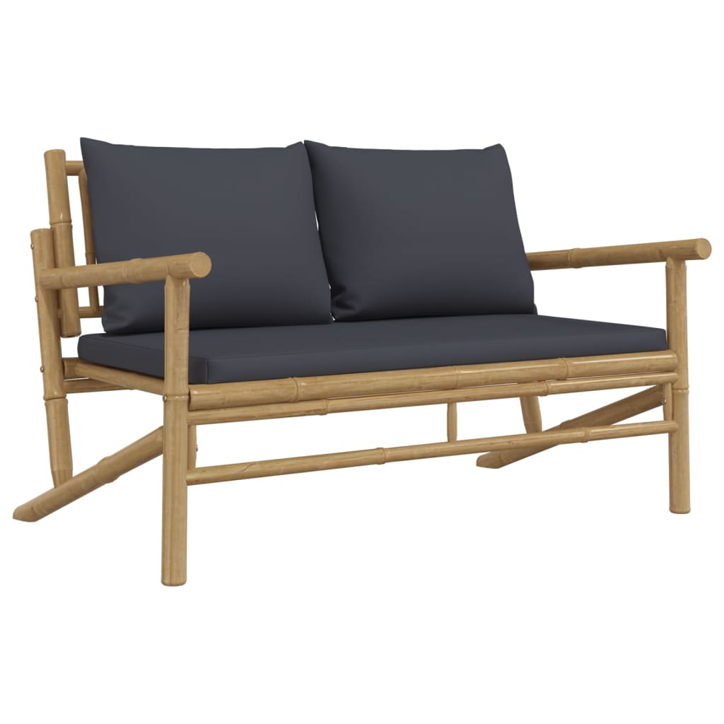 vidaXL Salon de jardin 4 pcs avec coussins gris foncé Bambou