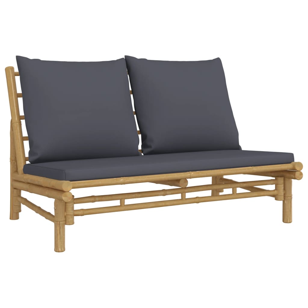 vidaXL Salon de jardin 4 pcs avec coussins gris foncé Bambou